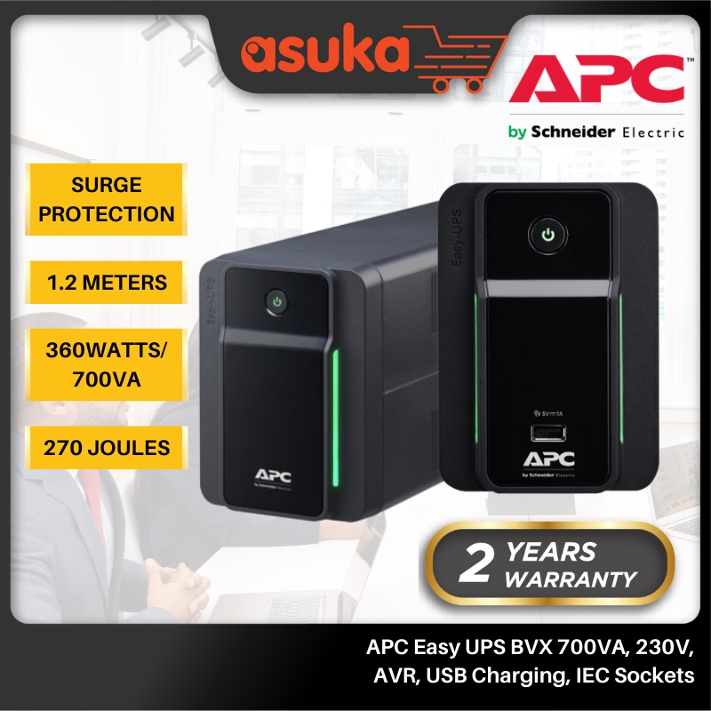 APC Easy UPS BVX 700VA, 230V, AVR, USB Charging, IEC Sockets | Shopee ...