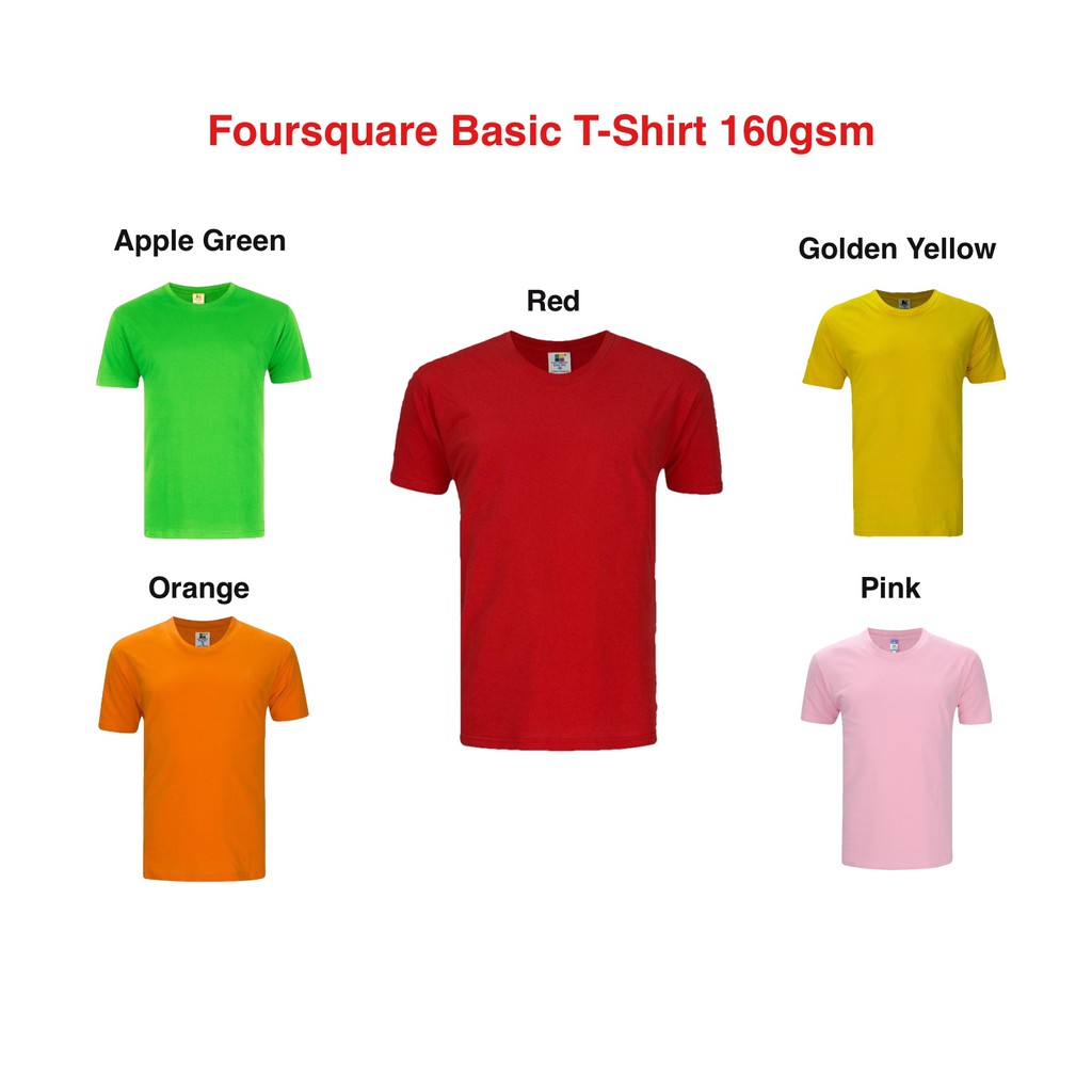 Foursquare Plain 100% Cotton 160gsm Short Sleeve Round Neck T-Shirt / Red  Color Round Neck T-Shirt / Nude Color T-Shirt