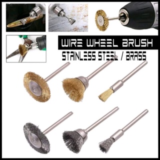 25mm Brass Wire Brush 3pcs End Wire Brushes 6mm Shank Crimp Cup