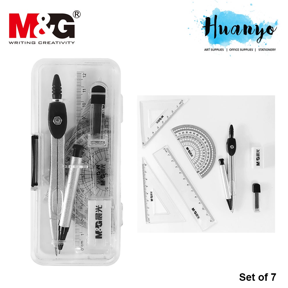 M&G Portable Mini Geometry Compass Case ( Set of 7) | Shopee Malaysia
