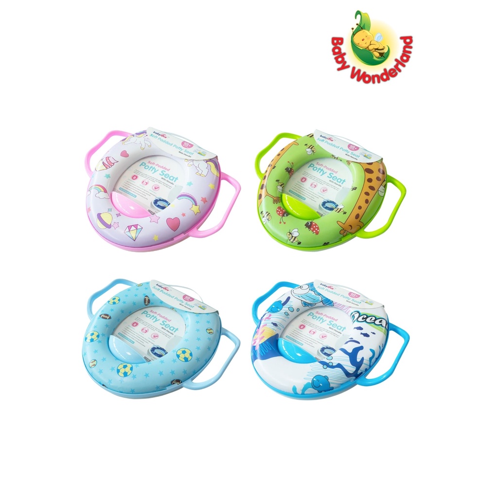Babyhug Soft Potty Seat With Handle Fish Print- Light Blue