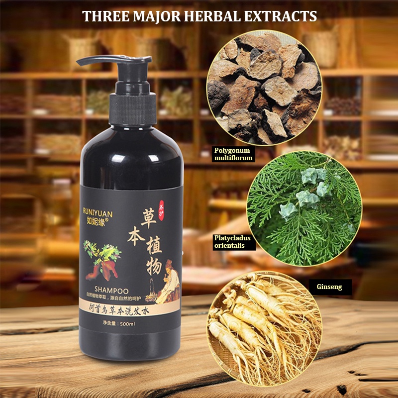 500ml Herbal Natural Polygonum Multiflorum Hair Shampoo Plant Liquid