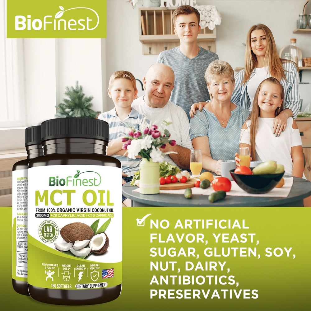 Biofinest Mct Oil 3000mg Supplement - Organic Coconut Oil Energy Fat 