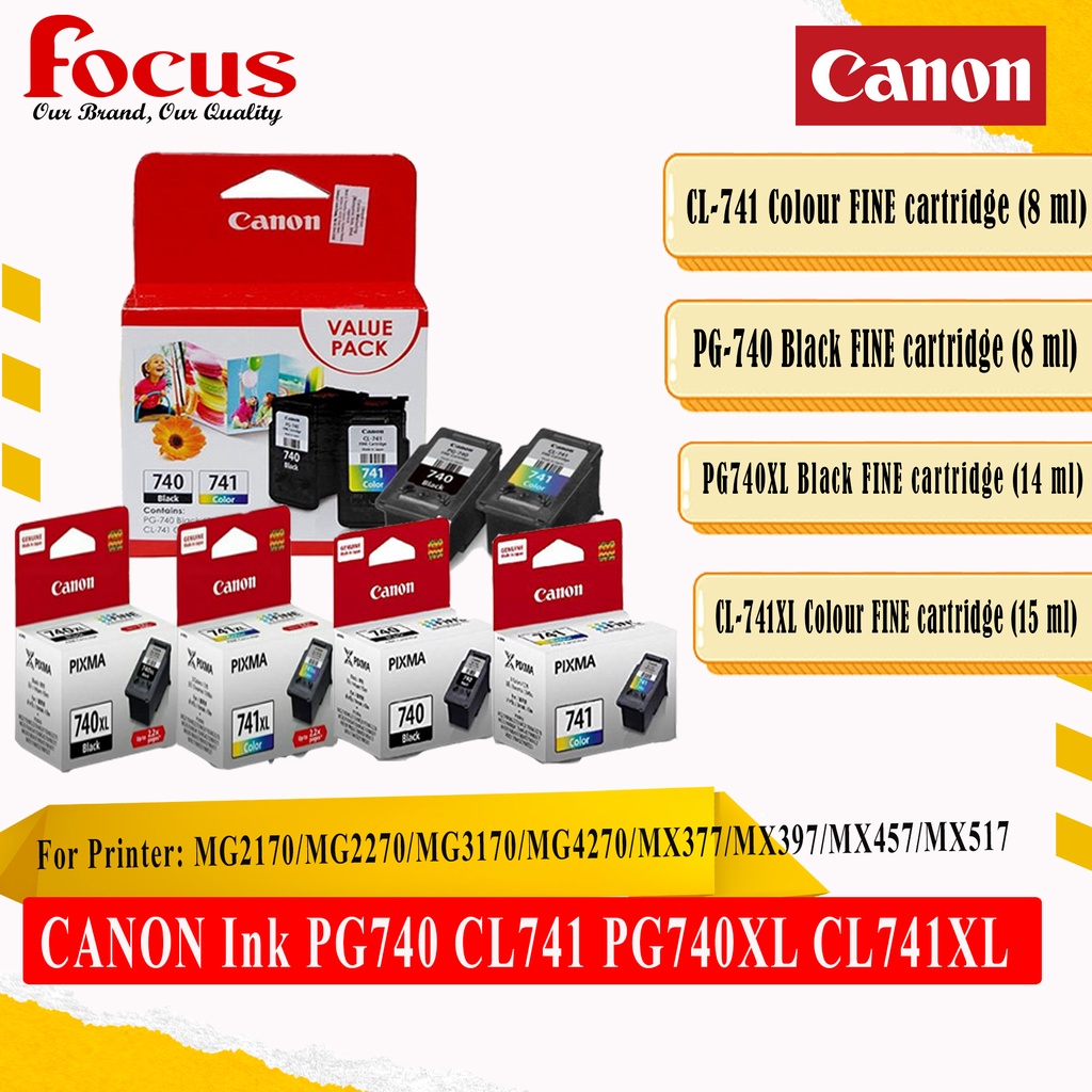 Canon PG740 CL741 PG740XL CL741XL ValuePack Ink Cartridges for MG2170