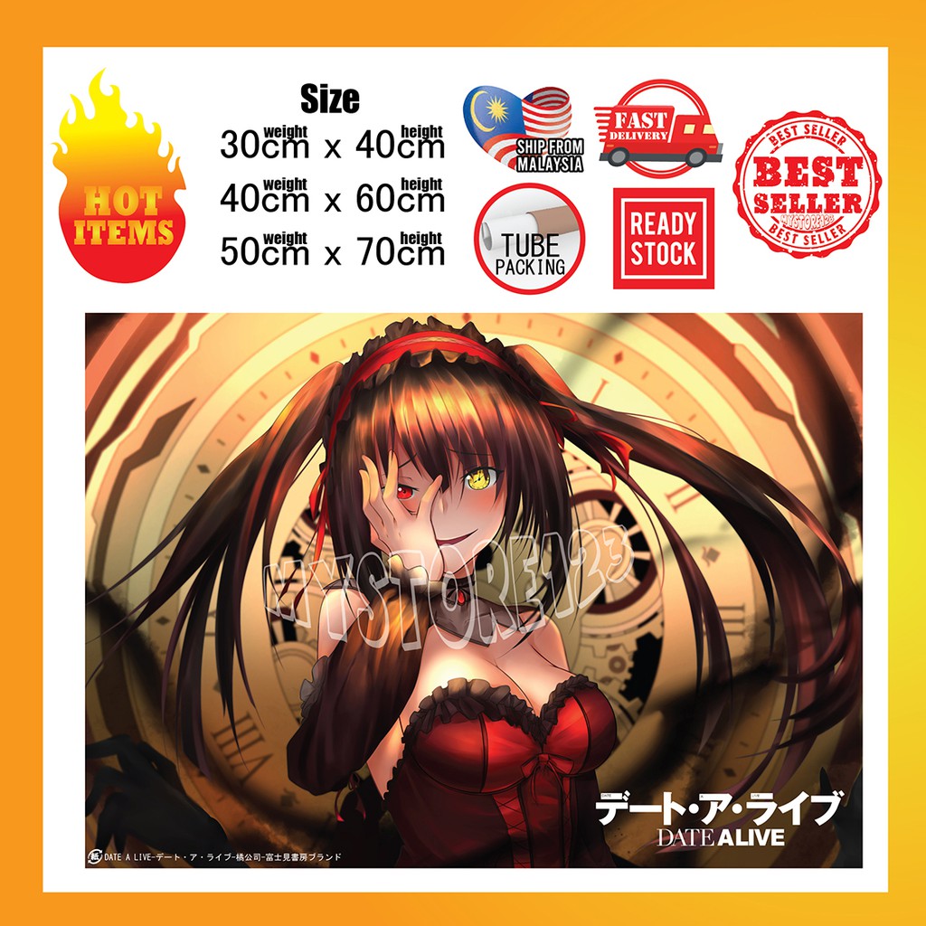 READY STOCK】Date A Live Poster | 02 | Kurumi Tokisaki | Shido | Tohka  |Origami | Mio | Anime Poster Wall Sticker | Shopee Malaysia