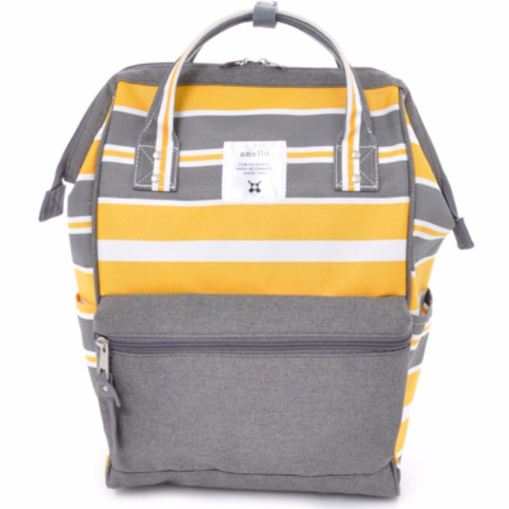 Anello Multiborder Horizontal Stripes Backpack Yellow Grey Shopee Malaysia