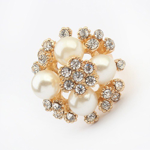 Pearl & diamond open back ring (ROB075-001) | Shopee Malaysia