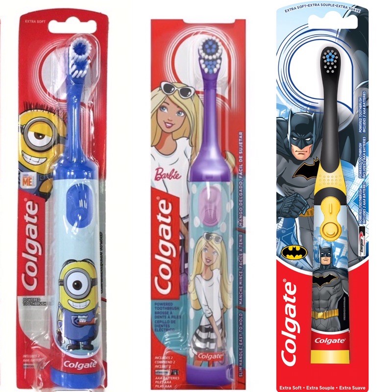 Colgate kids powered electric toothbrush battery operated barbie batman ...