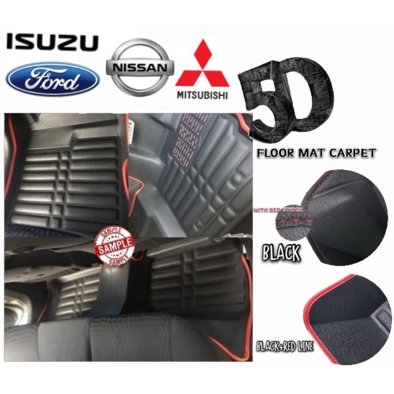 ISUZU DMAX/FORD RANGER T6/T7/T8/ NISSAN NAVARA 5D FLOOR MAT CARPET HIGH