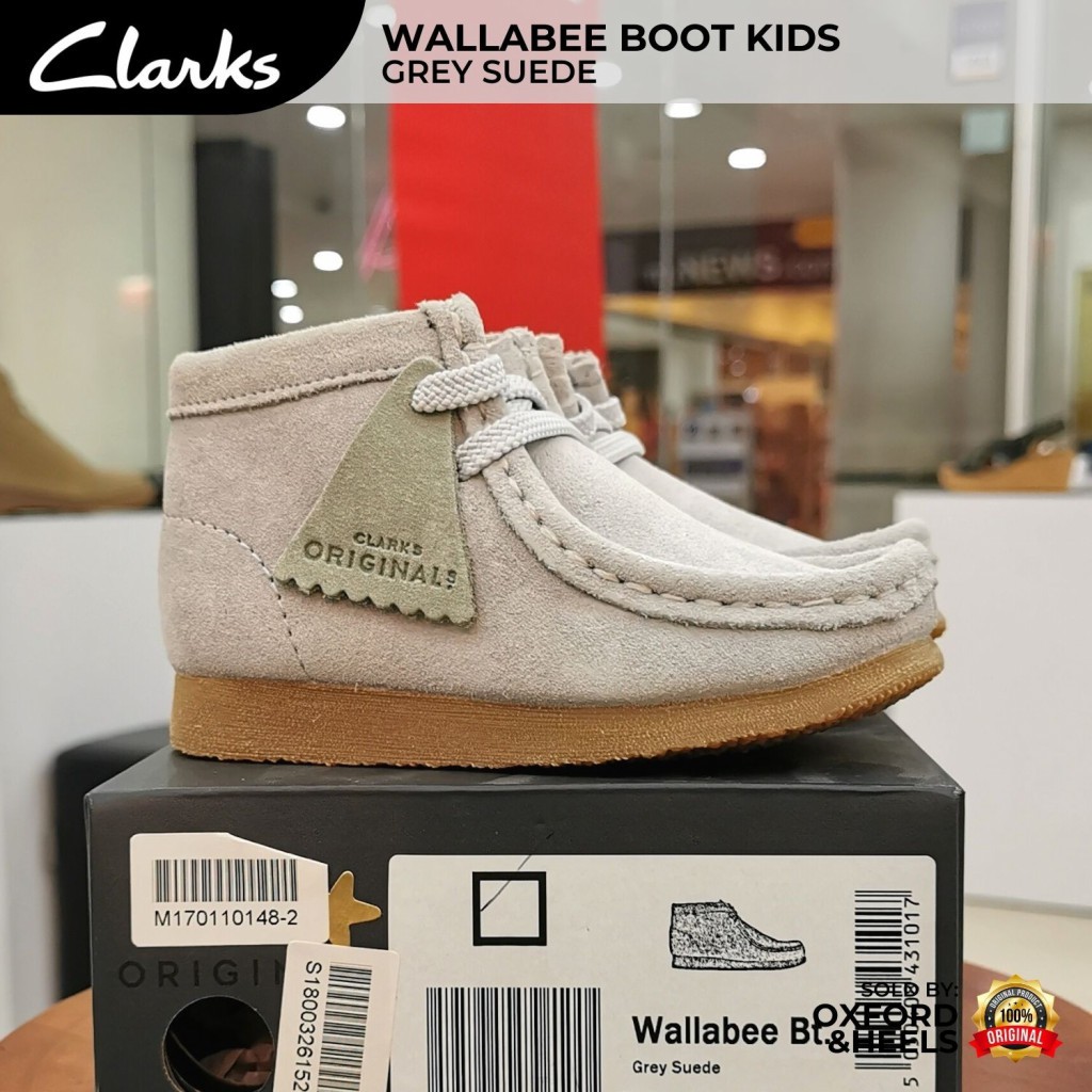 Kids Wallabee Boot Grey Suede Originals Classic Unisex Shoes for Boys and Girls Original Shopee Malaysia