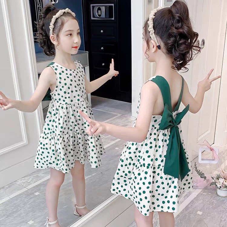 Girls Clothes Summer Kids Cute Polka Dot Sling Short Style Tops+Pants