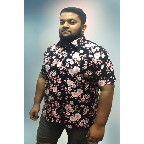 PLUS SIZE HALWAIAN SHIRT | SAIZ BESAR | FLOWER PRINT| HS-303 [3XL