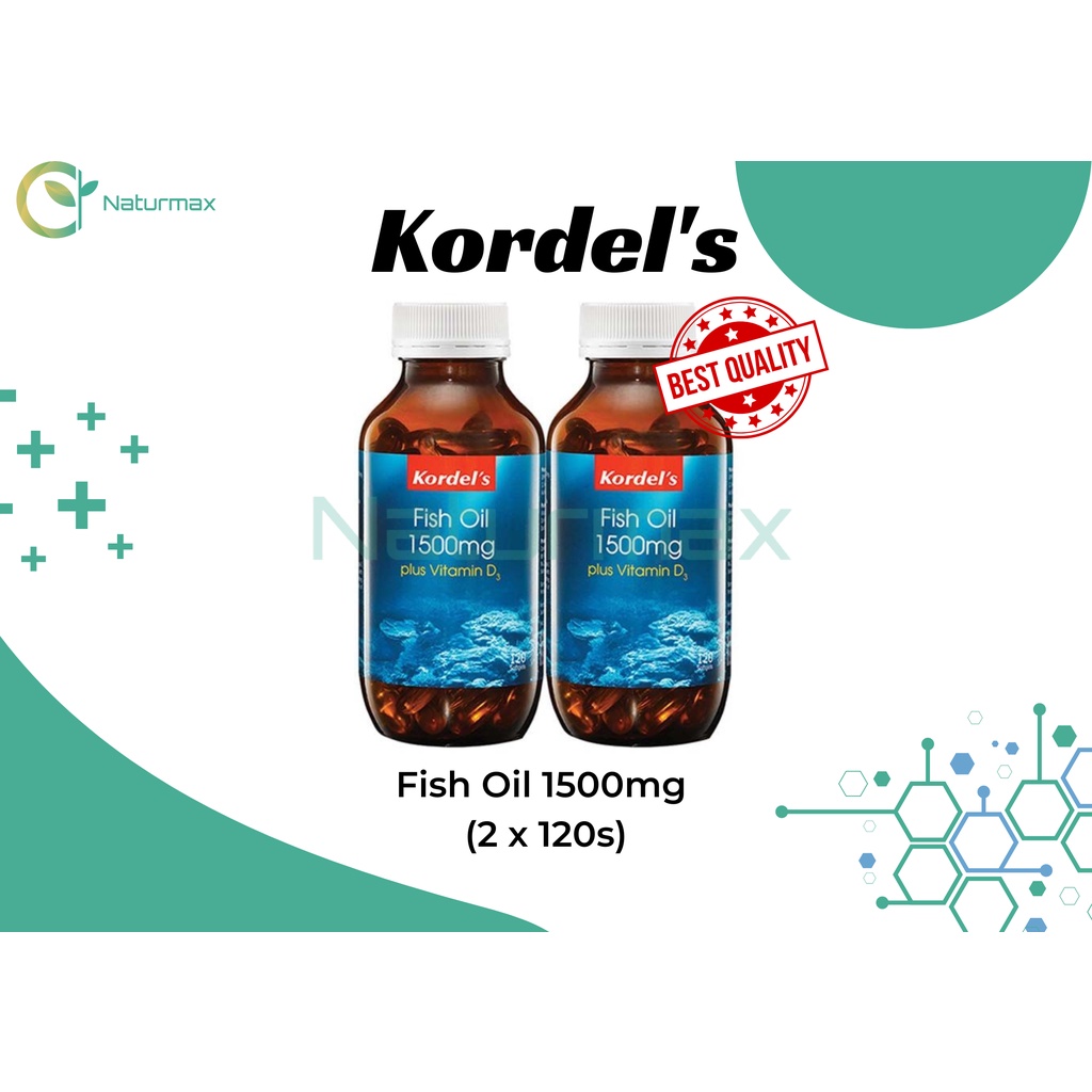 [READY STOCK] Kordel's Fish Oil 1500mg plus Vitamin D3 (2 x 120s) Shopee Malaysia