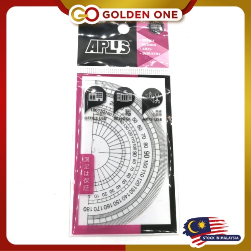 Aplus Transparent 180°C Protractor Ruler / Half Round Ruler / Jangka ...