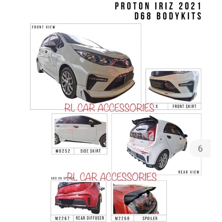 Proton Iriz 2021 2022 2023 D68 bodykit body kit front side rear skirt ...