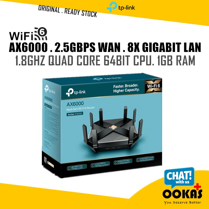 TP-Link Archer AX6000 WiFi 6 Gigabit Wireless AX Router With Homecare ...
