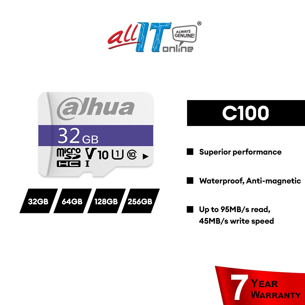 DAHUA C100 MicroSD UHSI Class 10, U1, U3, V10, V30 Memory Card (32GB