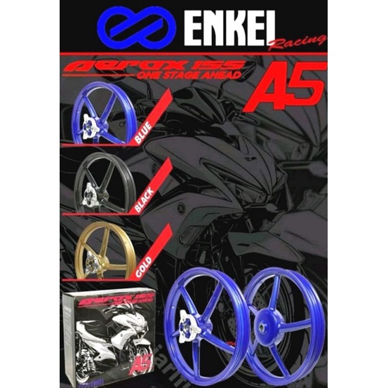 ENKEI NVX155 AEROX155 A5 Sport Rim 17 inch 1.6/1.6 BLACK / BLUE / GOLD ...