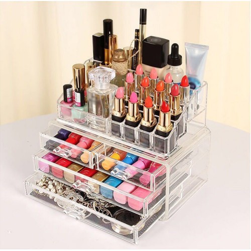 4-Drawer 3-Tier Layer Clear Acrylic Cosmetic Rack Organizer Jewelry ...