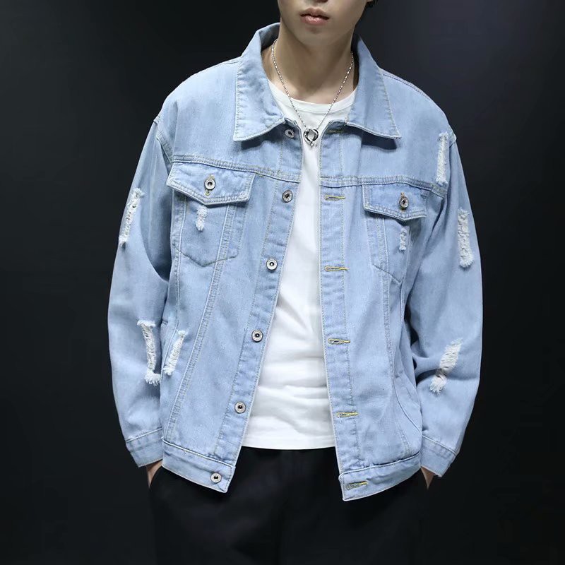 Trousers men's jacket jacket denim jacket male winter Korean denim ...