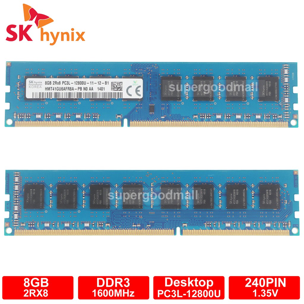 SK Hynix 8GB 2RX8 PC3L-12800U DDR3-1600MHz 1.35V 240PIN DIMM