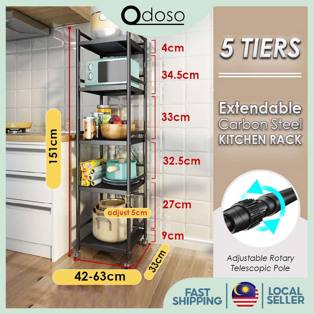 ODOSO KR066 Extendable Kitchen Rack Rak Dapur Microwave Oven Rack ...