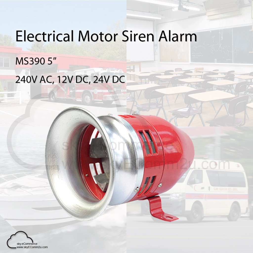 ELECTRIC MOTOR SIREN ALARM MS390 5" 12 24 240V AC DC | Shopee Malaysia