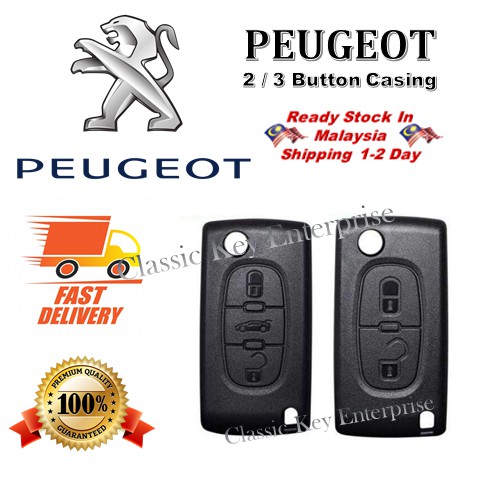 PEUGEOT 2/3 Button replacement flip remote key casing for