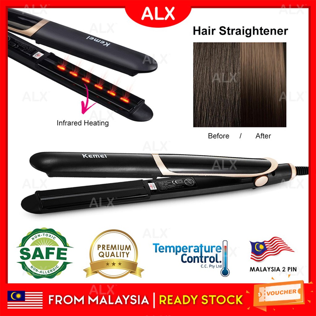 Alx Clear Stock Kemei Infrared Lcd Hair Straightener Flat Iron Hair