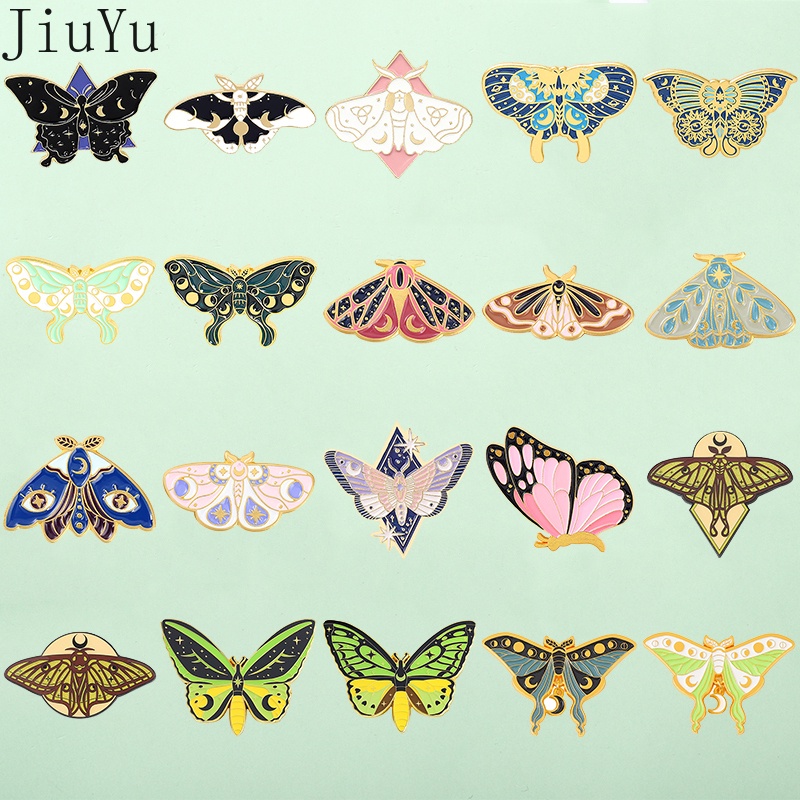 Butterfly Moth Metal Brooches Colorful Enamel Pins Denim Sweater Lapel ...