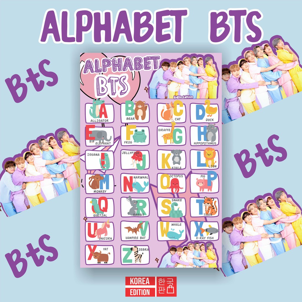 Alphabet Poster Alphabet Letters BTS Learning Children Jimin Taehyung ...