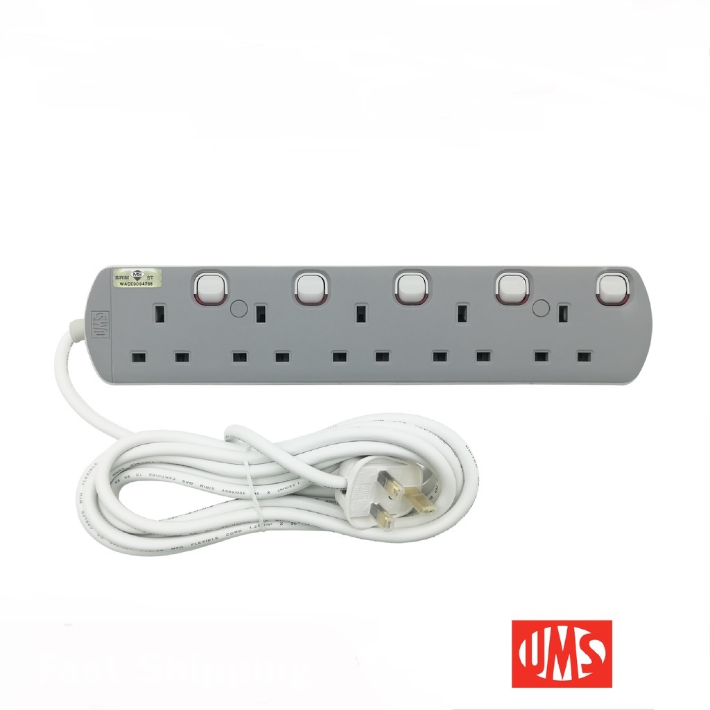 UMS TRAILING SOCKET EXTENSION 5 GANG 8513-N 5Gang | Shopee Malaysia