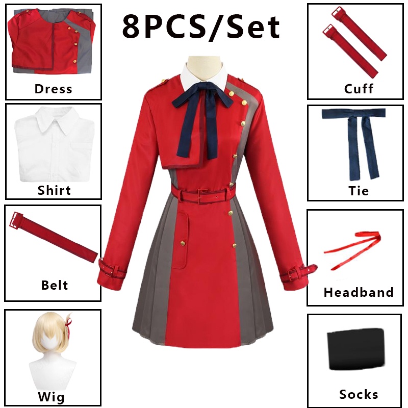 Anime Lycoris Recoil Inoue Takina Cosplay Nishikigi Chisato Red Uniform ...