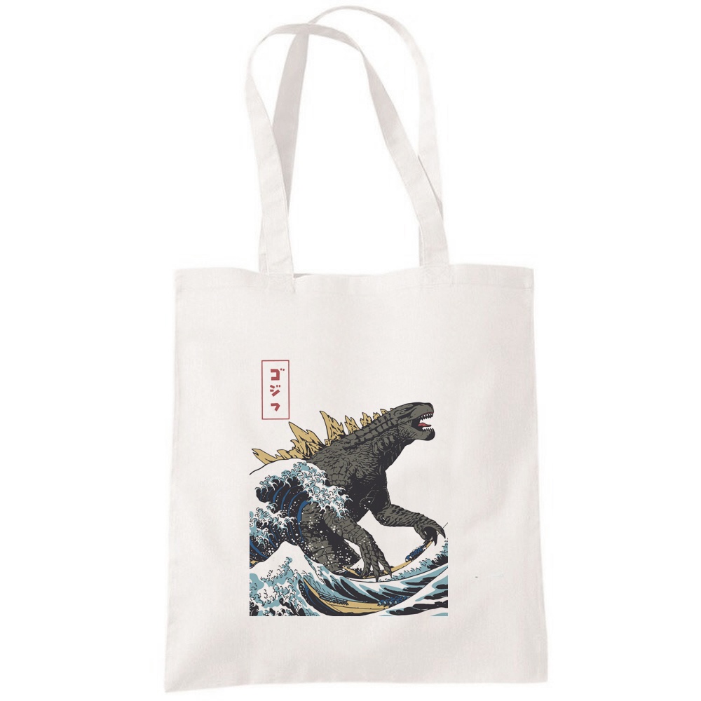 Godzilla Hokusai Monster Authorized Canvas Eco-Friendly Shopping Bag ...