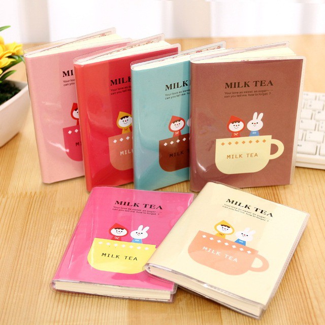 Milk Tea Notebook with Plastic Cover Cute Cartoon Small Notebook ...