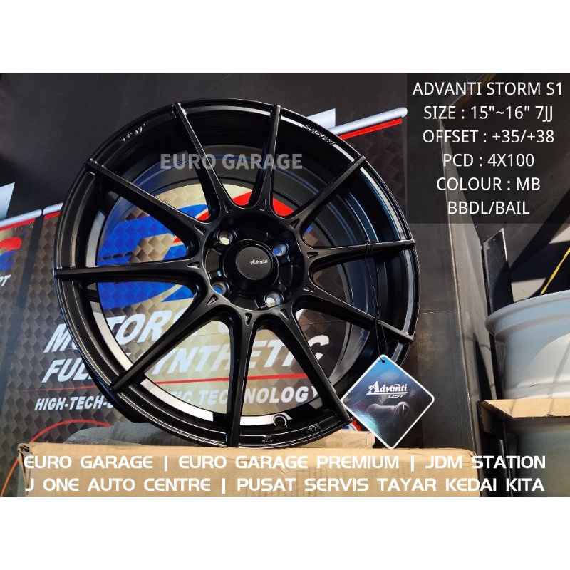 New Rim 15 & 16 4x100 Original Advanti Storm S1 myvi alza jazz city ...