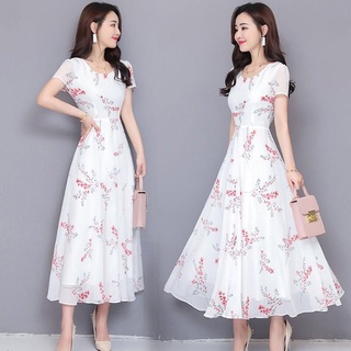 Long-sleeved Chiffon Fashion Dress Women's 2022 Temperament Thin Holiday  Casual Ink Painting Long Dresses