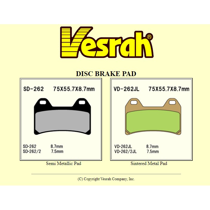 Vesrah ブレーキパッド VD-166/2JL 2セット（Vesrah ベスラ VD
