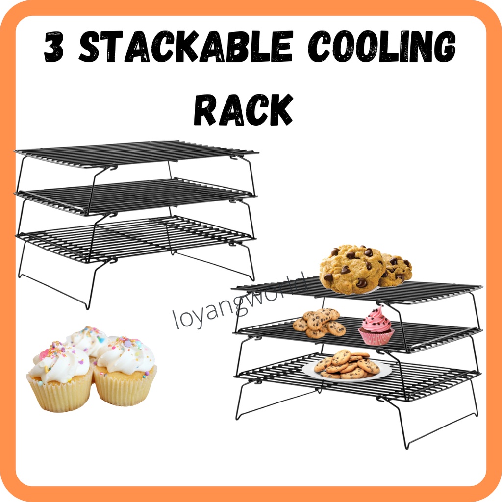 3 Layers Cooling Rack Cookies Tools Baking Cake Drying Rak Penyejuk ...