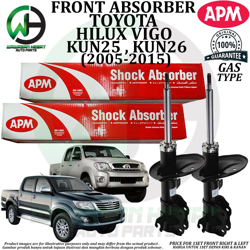 Toyota Hilux Vigo Kun25 Kun26 Front Gas Shock Absorber Apm Original 2005 2015 Shopee 1637