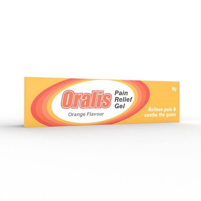 ORALIS PAIN RELIEF GEL 8G • ORANGE FLAVOUR • GUM ULCER • GUM INFECTION