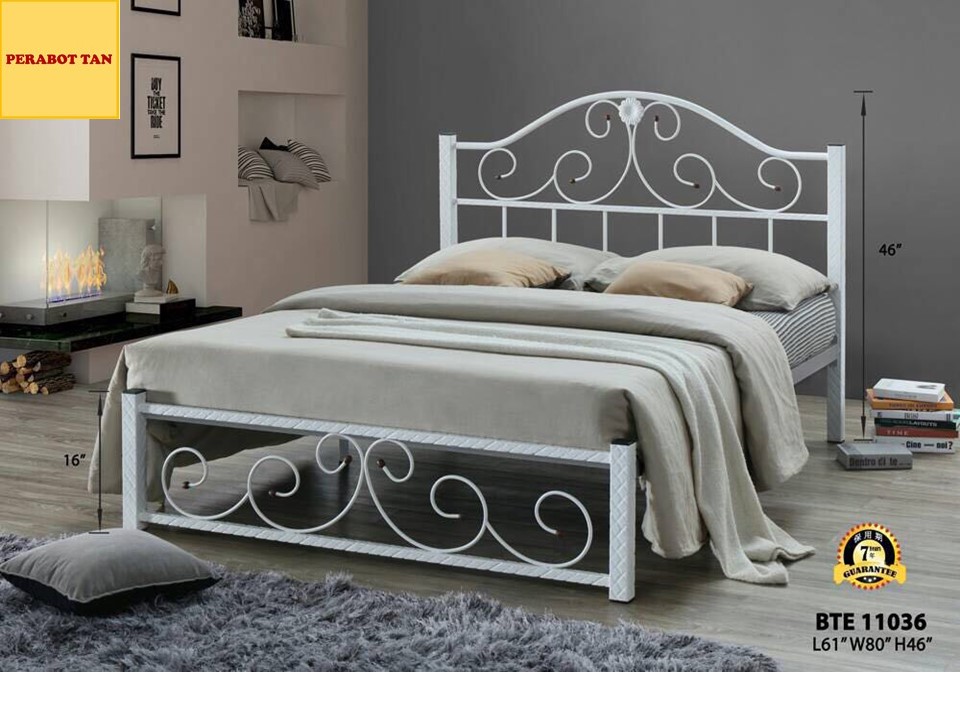 PTSB Double Base Extra Base Metal Bed / Queen Bed / White Colour