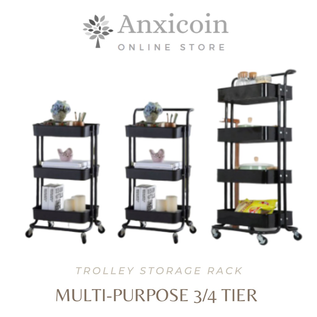 Multi-functional 3 Tier 4 Tier Trolley Storage Racks Office Shelves ...