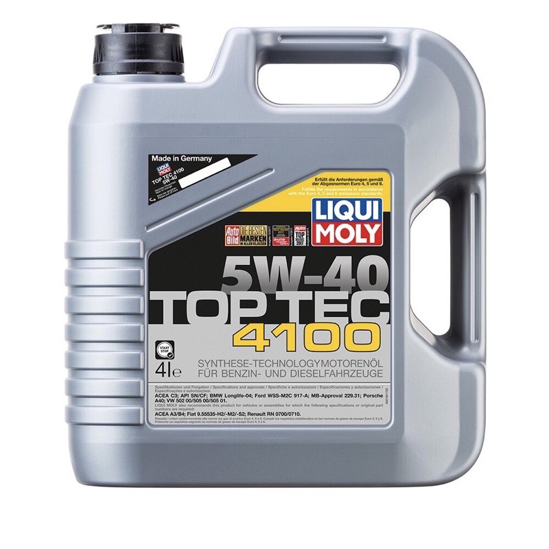5W40 engine oil toptec 100% Original Liqui Moly Top Tec 4100 (4L) 5W40 ...