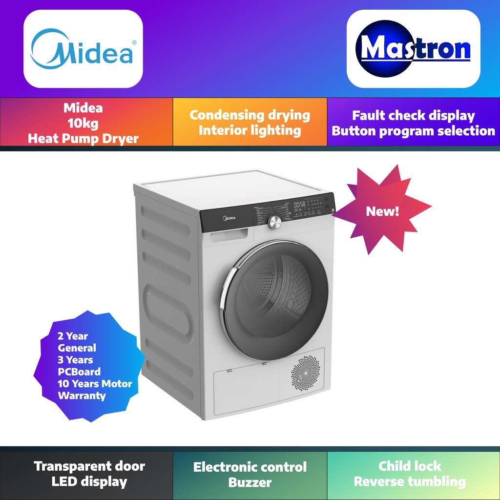 [2022 May New Model] Midea Heat Pump Dryer 10kg MDK1088HP Midea Heat