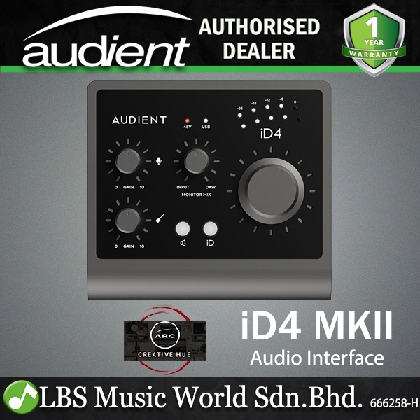 Audient iD4 MKII 2 In 2 Out USB C Audio Interface with 1 Microphone ...