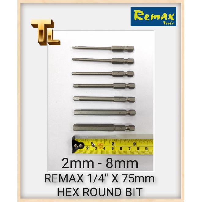 REMAX ROUND HEX SHANK BIT 1/4" X 75mm ( 2MM 8MM ) Shopee Malaysia