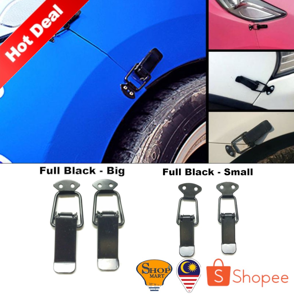 2PCS CAR BUMPER CLIP Full Black Universal Bumper Clips Engine Bonnet Hook  Fastened Proton Perodua Honda Toyota 汽车保险杠卡钩