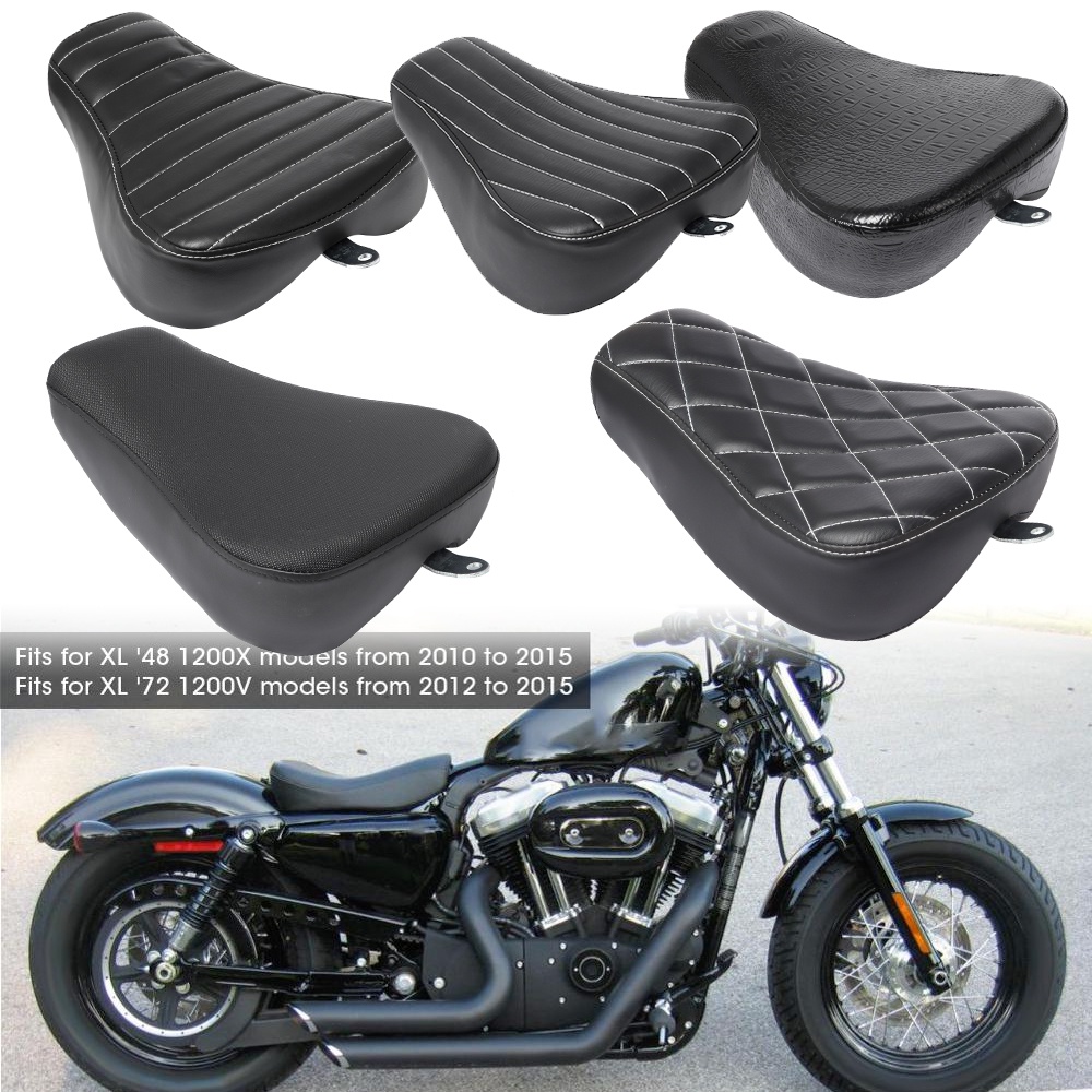 YIBO Motorcycle Black Leather Pillow Seat Cushion For Harley Sportster 2016-2020