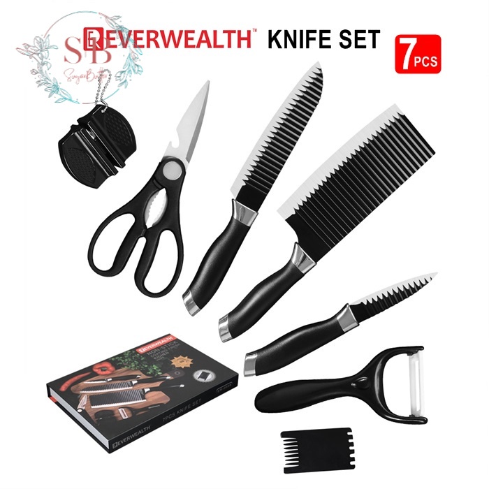 Good Quality Sharp Knife Kitchen Cleaver Slicing Chef Knife 7Pcs Gift ...
